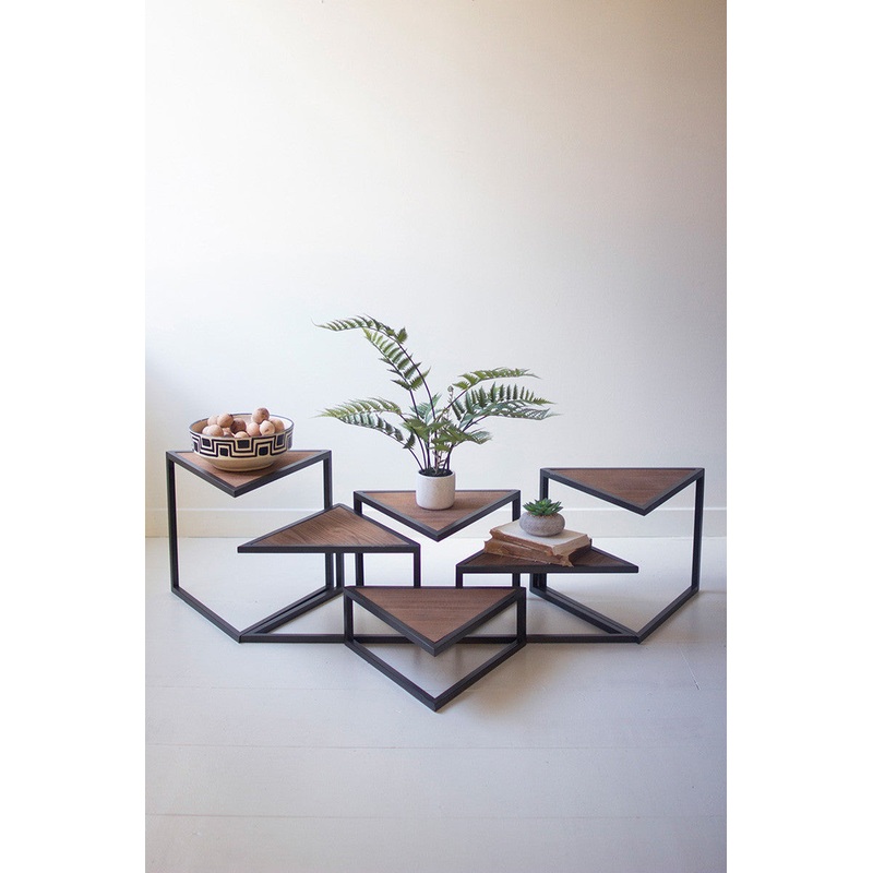 Metal And Wood Triangle Risers By Kalalou