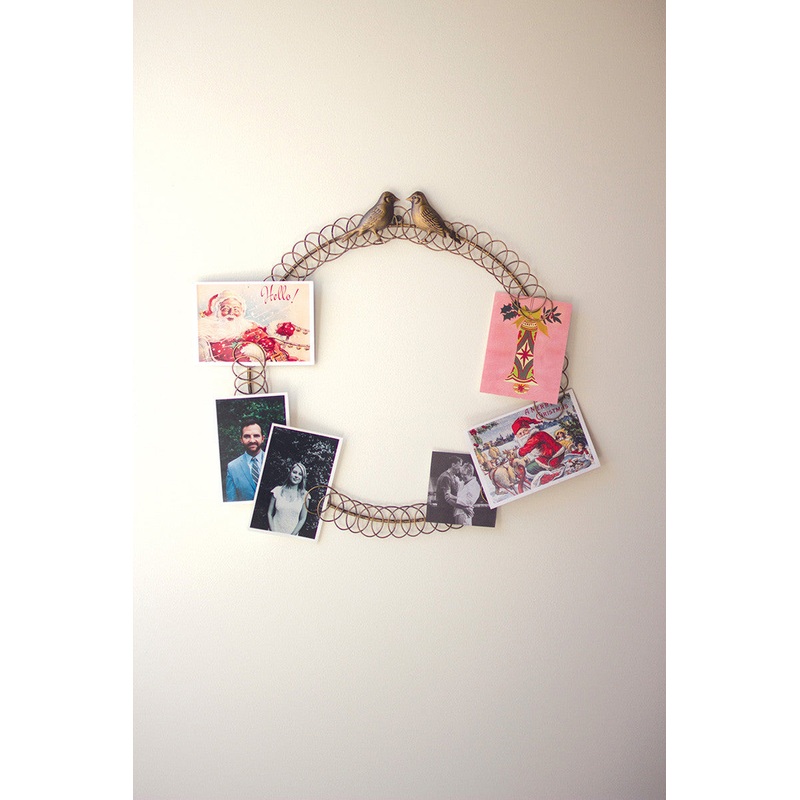 Metal Christmas Card Wreath With Two Birds (Min 2) By Kalalou