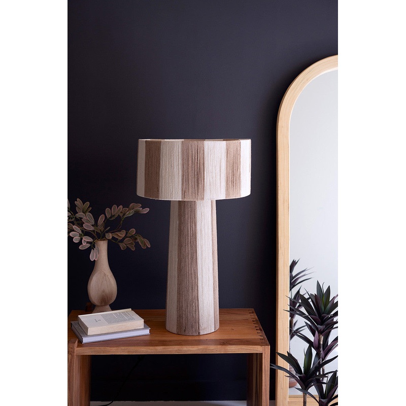 Natural And Khaki Jute Table Lamp With Shade By Kalalou