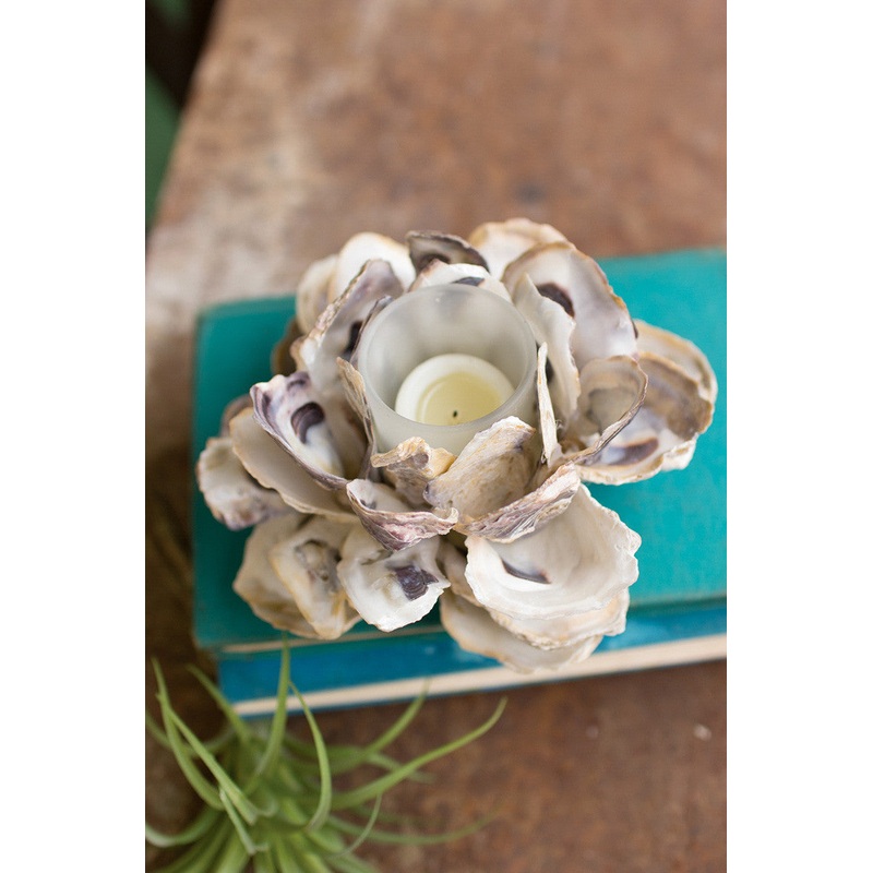 Oyster Shell Flower Votive Holder Set Of 4 By Kalalou