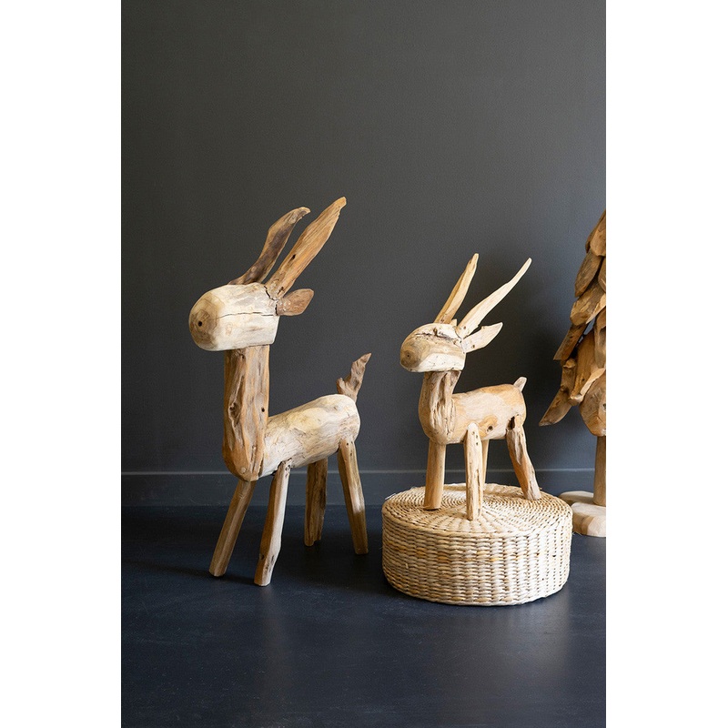 Rustic Teak Reindeer Set Of 2 By Kalalou