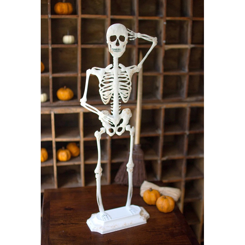 Rustic White Metal Skeleton On A Stand (Min2) By Kalalou
