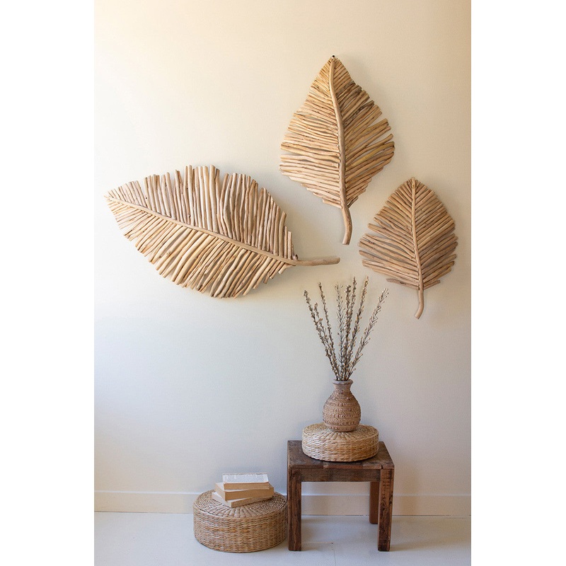 Teakwood Leaves Wall Art Set Of 3 By Kalalou