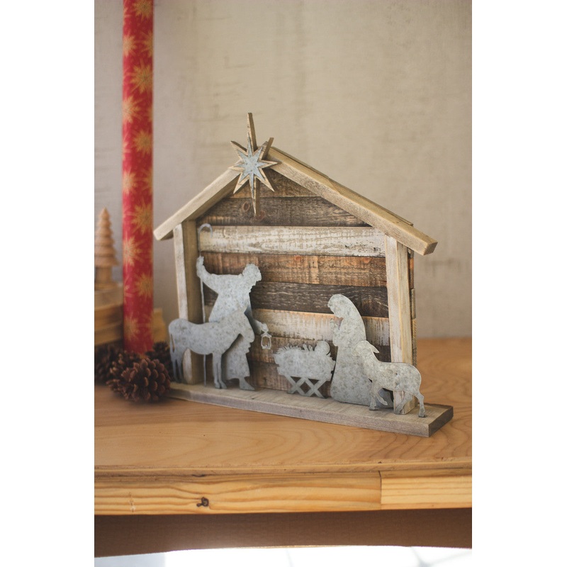 Wood And Metal Nativity (Min 2) By Kalalou