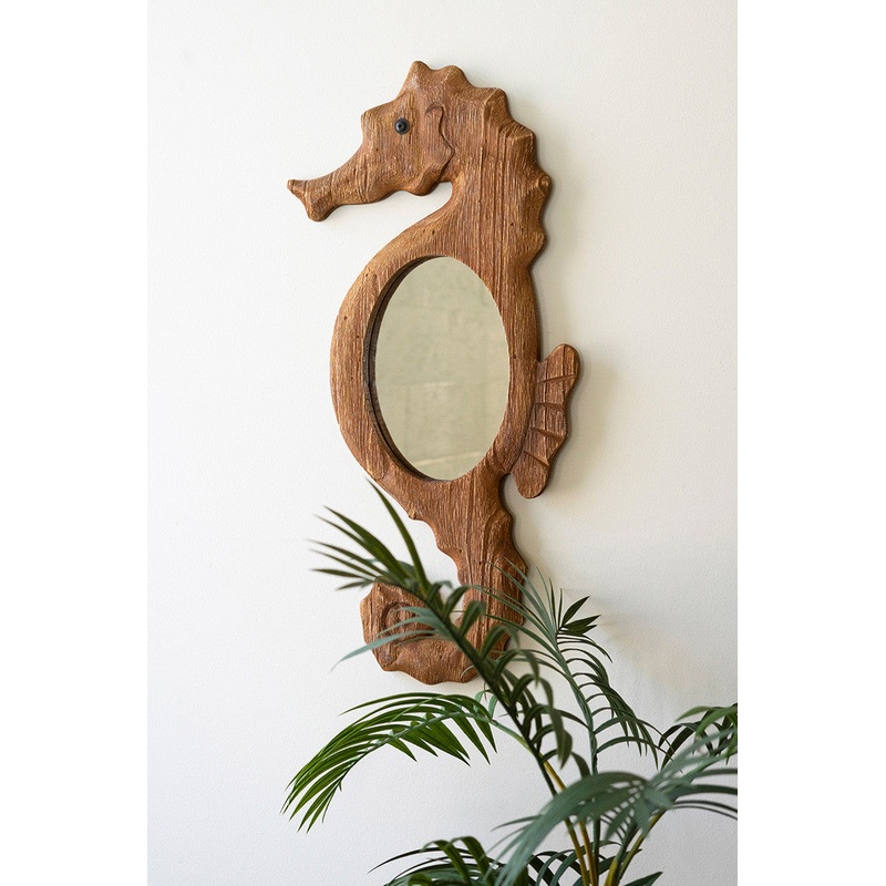 Wood Framed Seahorse Mirror By Kalalou