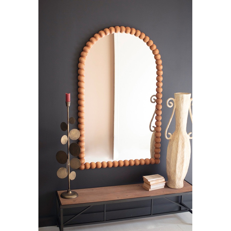 Wooden Ball Arched Mirror By Kalalou