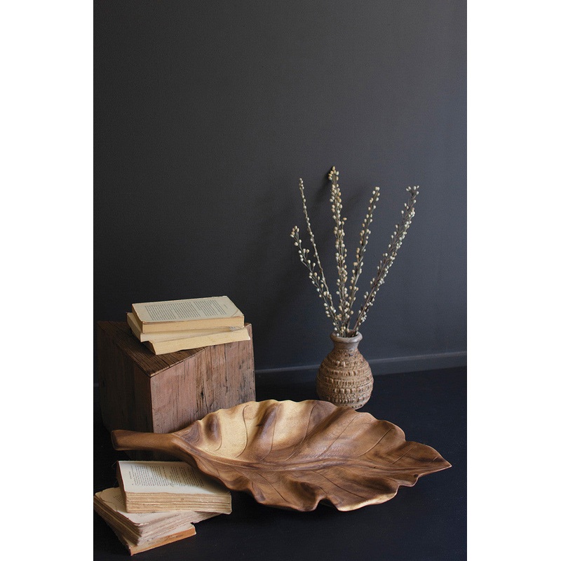 Wooden Teak Leaf Tray By Kalalou