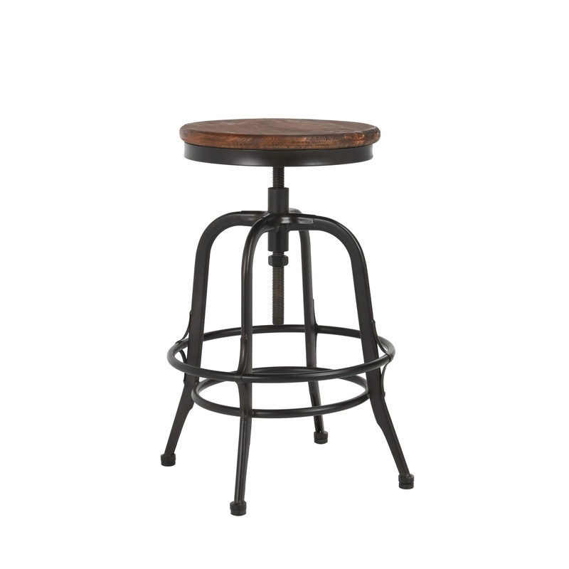 24" Brown And Black Iron Backless Adjustable Height Bar Chair With Footrest By Homeroots