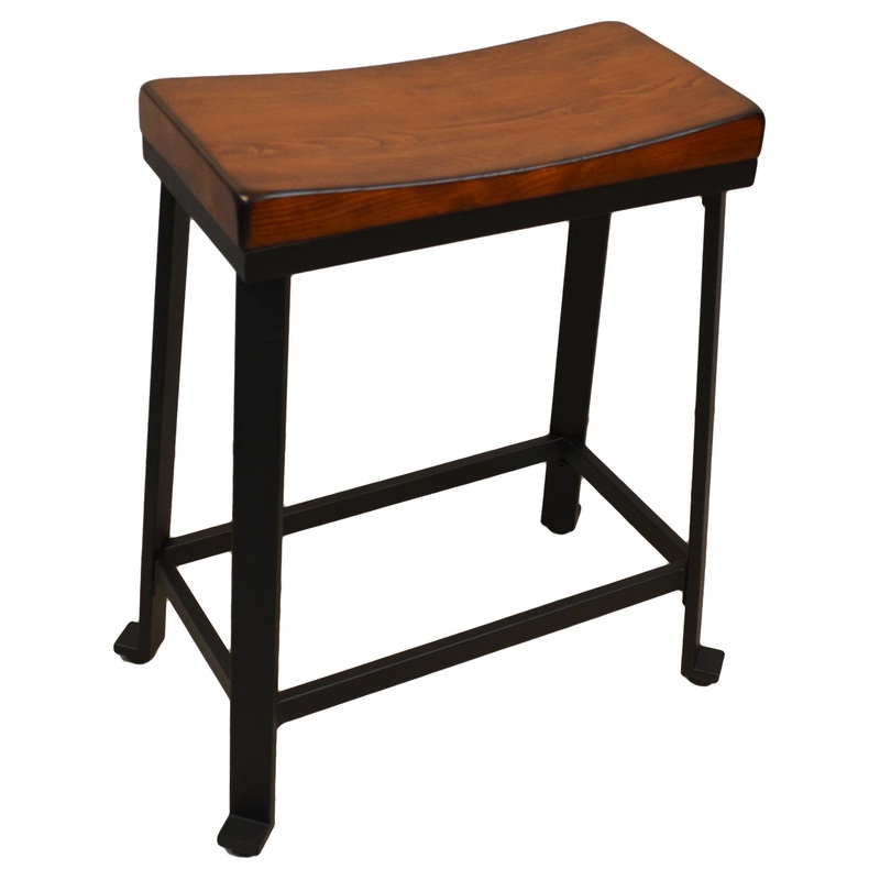 24" Chestnut And Black Steel Backless Counter Height Bar Chair With Footrest By Homeroots