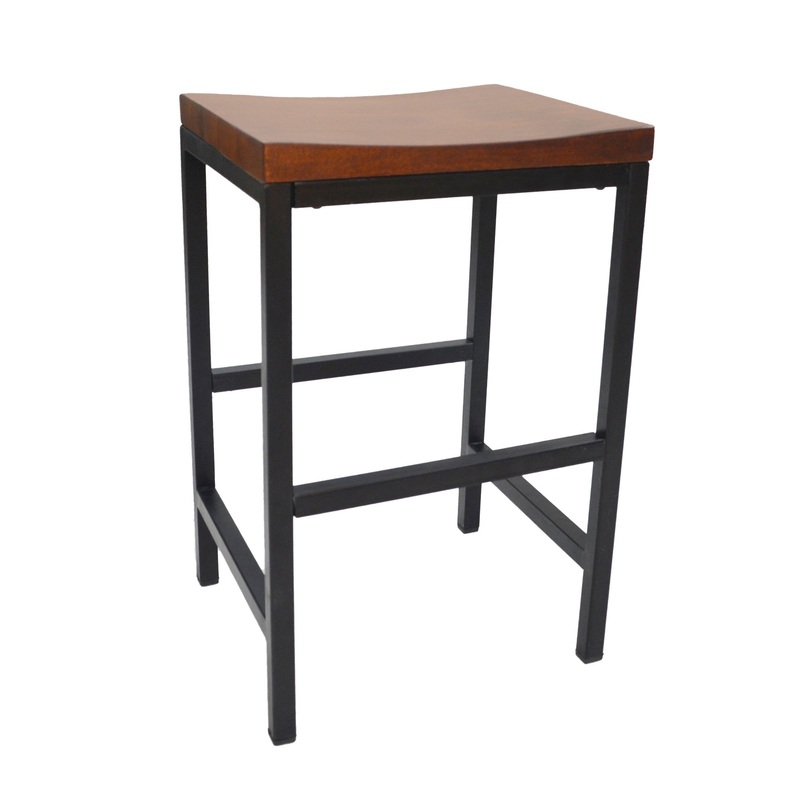24" Chestnut Brown and Black Backless Counter Height Bar Chair With Footrest By Homeroots