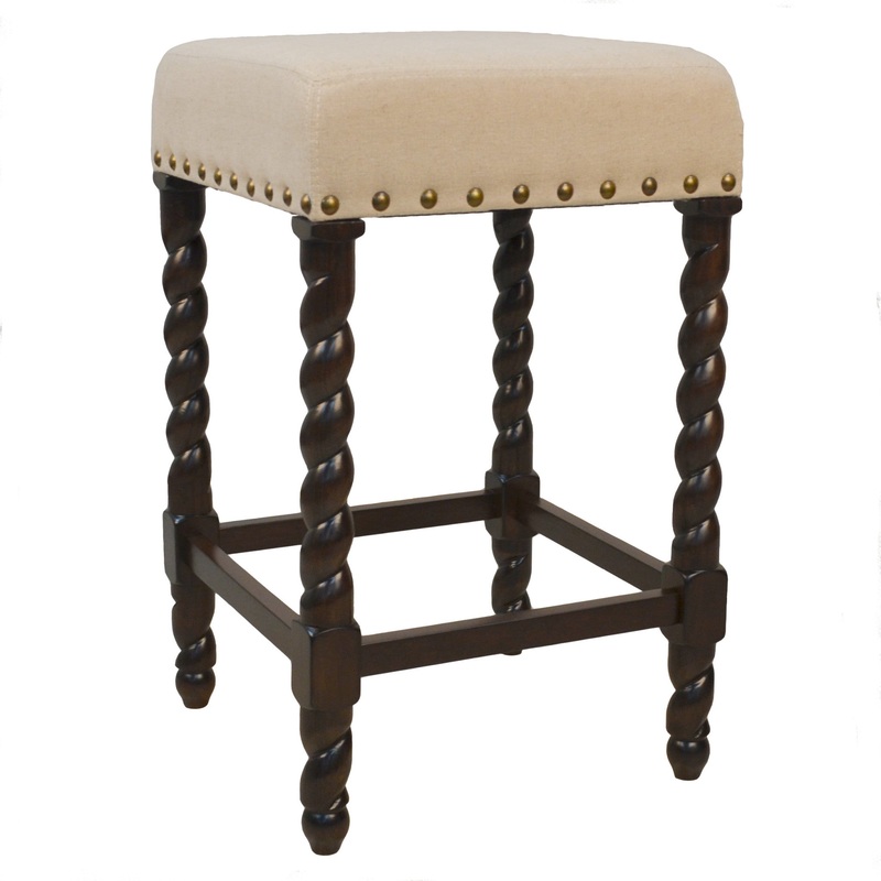 24" Cream And Espresso Backless Counter Height Bar Chair With Footrest By Homeroots