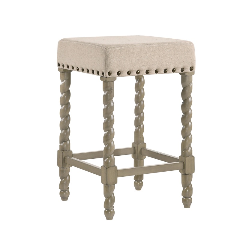 24" Cream And Gray Backless Counter Height Bar Chair With Footrest By Homeroots