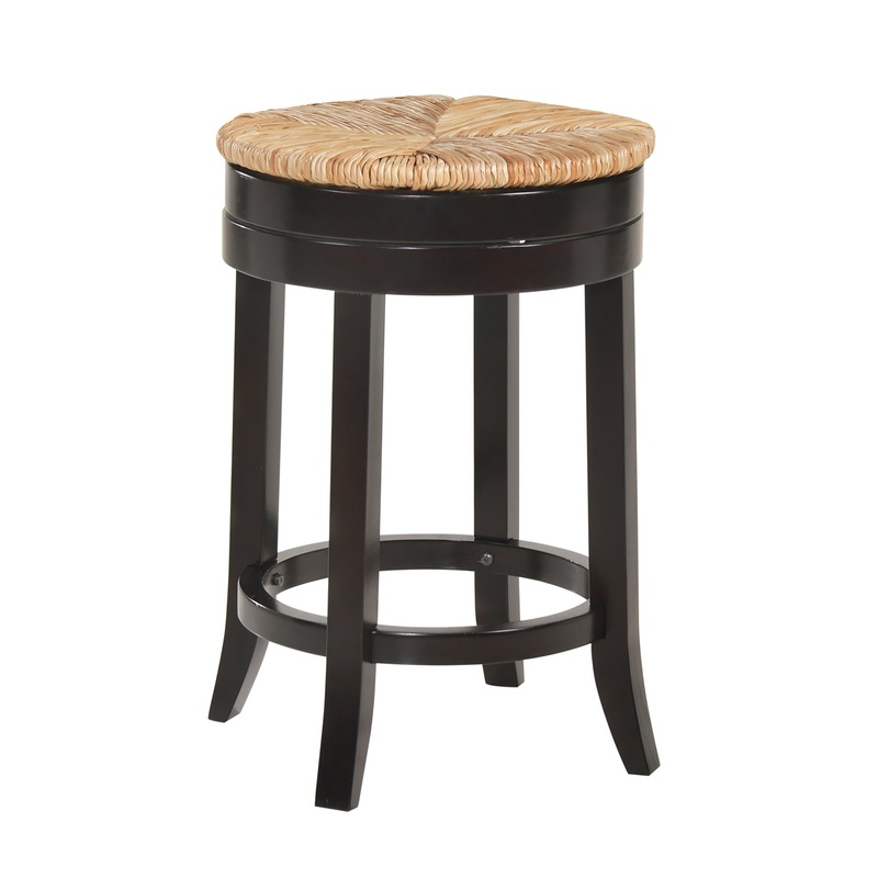24" Natural And Espresso Swivel Backless Counter Height Bar Chair With Footrest By Homeroots