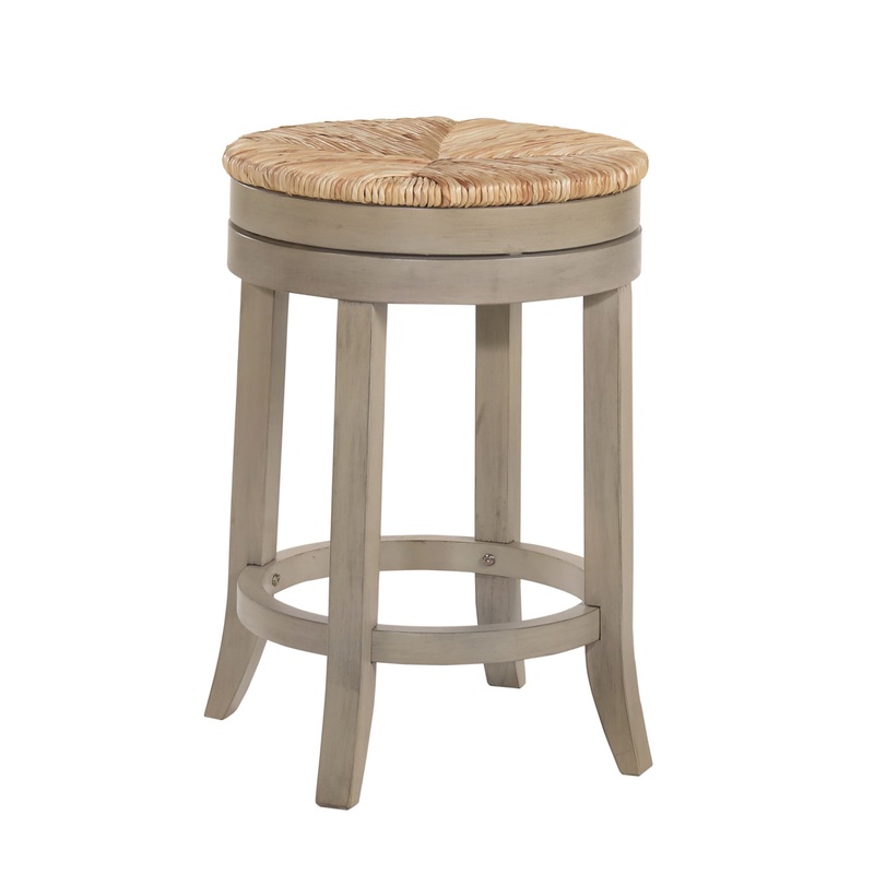 24" Natural And Gray Swivel Backless Counter Height Bar Chair With Footrest By Homeroots