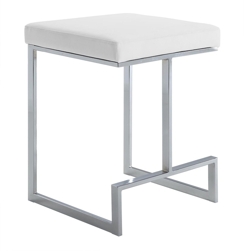 24" White Faux Leather And Steel Backless Counter Height Bar Chair By Homeroots
