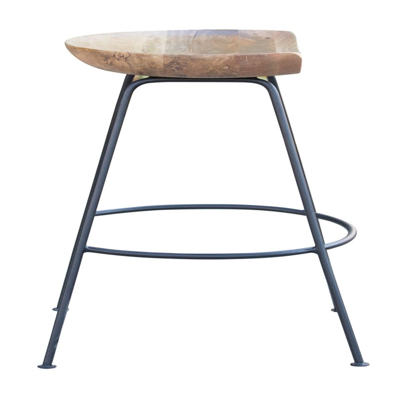 26" Wood Brown And Light Gray Backless Counter Height Bar Chair With Footrest By Homeroots