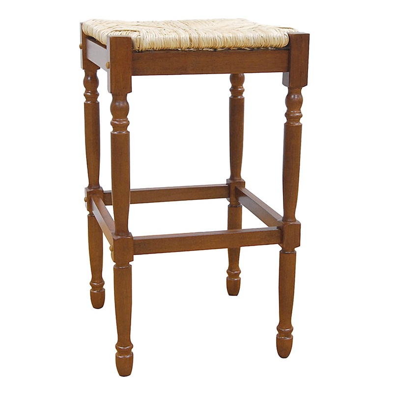 29" Natural And Brown Backless Bar Height Chair With Footrest By Homeroots