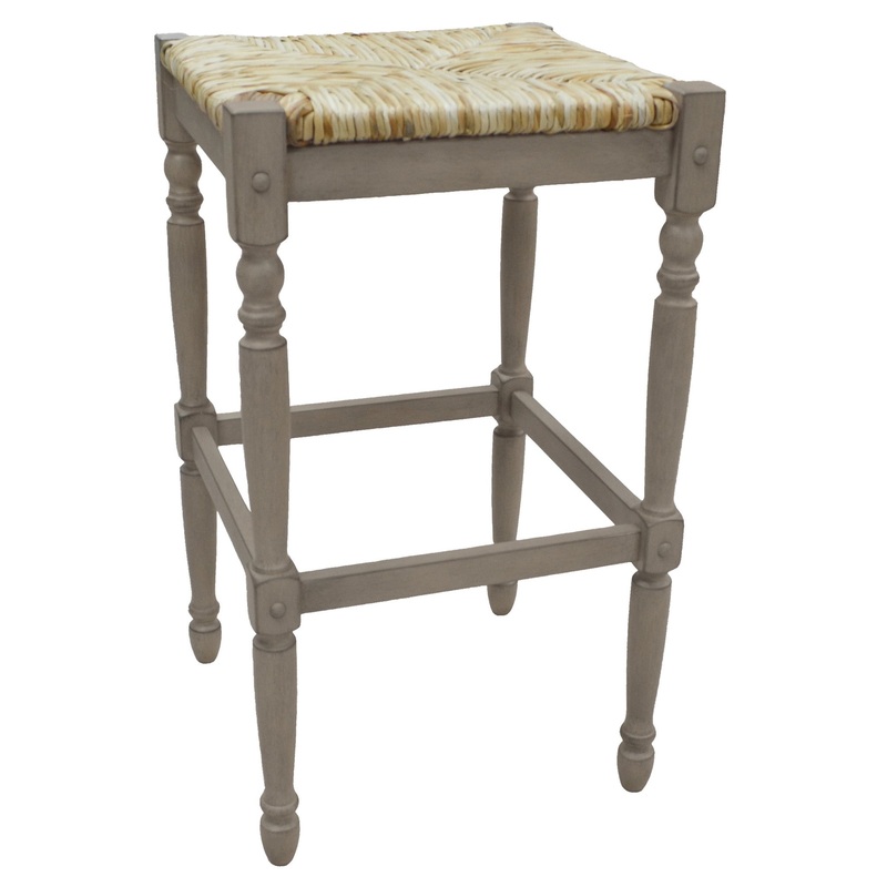 29" Natural And Gray Backless Bar Height Chair With Footrest By Homeroots