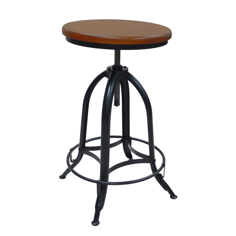 30" Chestnut And Black Swivel Backless Adjustable Height Bar Chair With Footrest By Homeroots