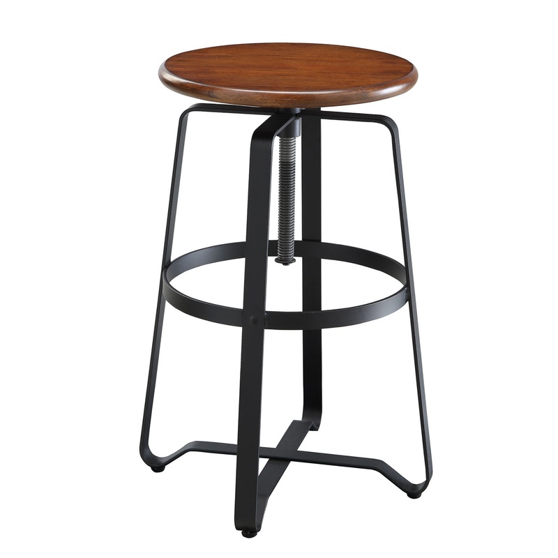 30" Chestnut Steel Swivel Backless Adjustable Height Bar Chair With Footrest By Homeroots