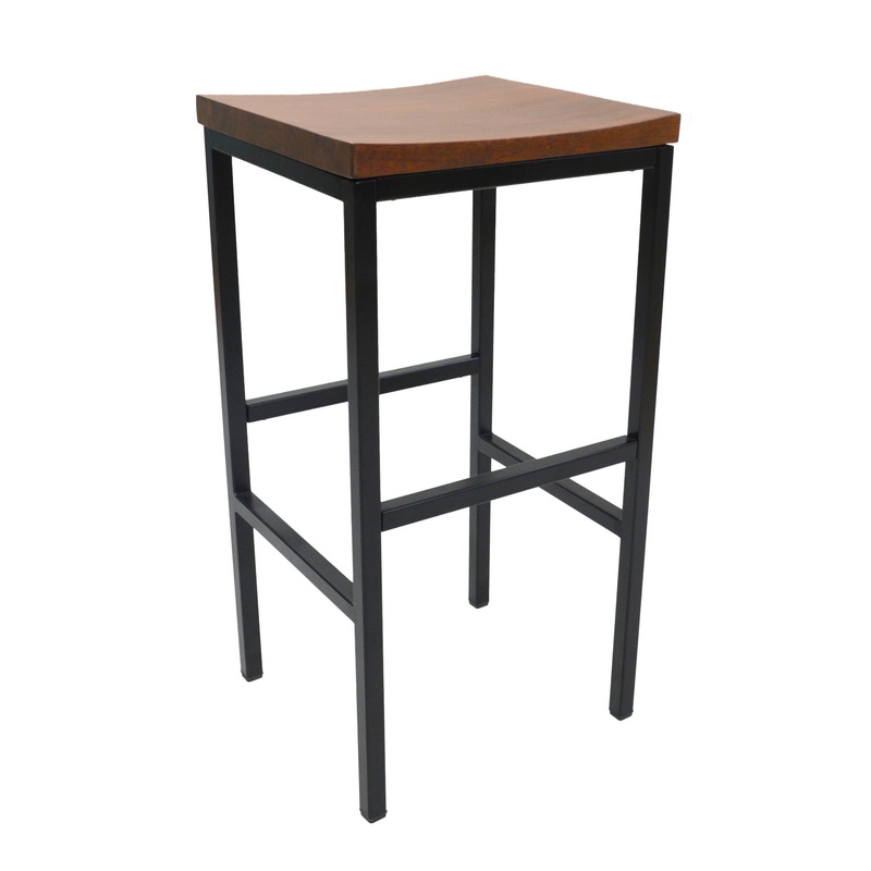 30" Chestnut Steel Swivel Backless Bar Height Chair With Footrest By Homeroots