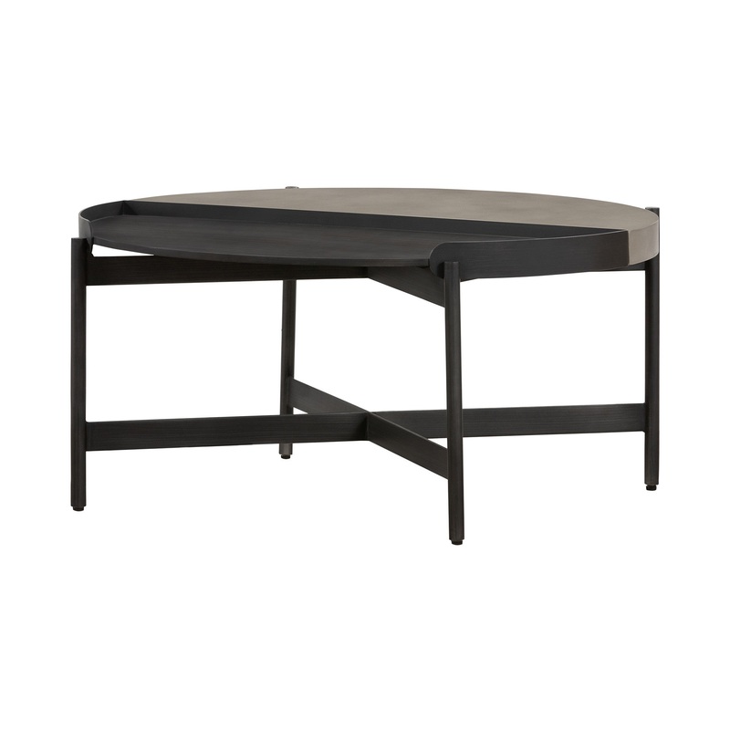 32" Grey Concrete Round Coffee Table By Homeroots