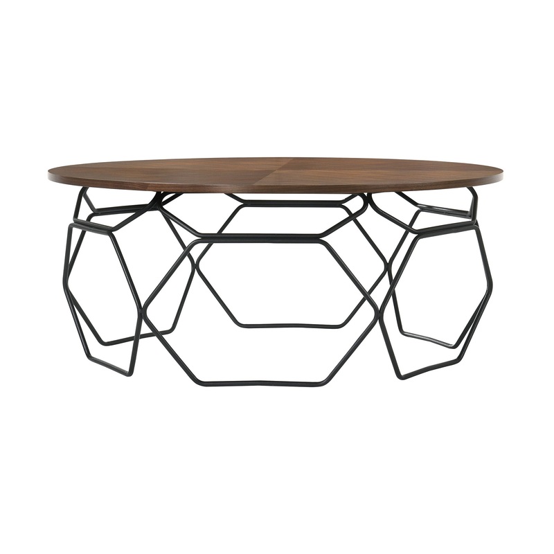 36" Black And Brown Solid Wood Round Coffee Table By Homeroots