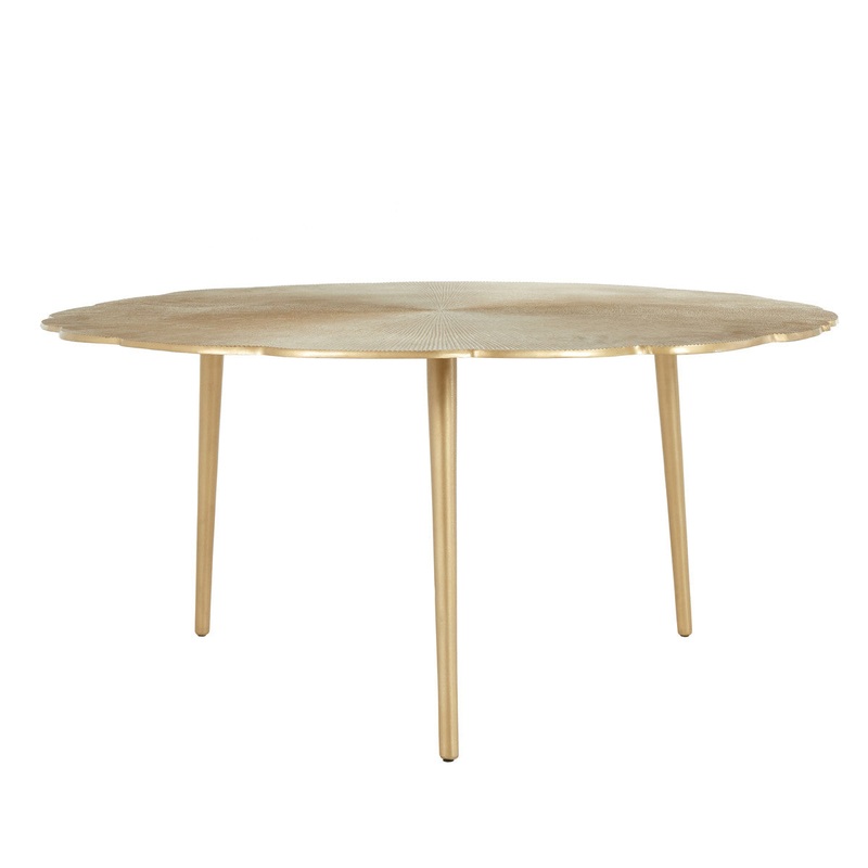 40" Gold Aluminum Round Mirrored Distressed Coffee Table By Homeroots