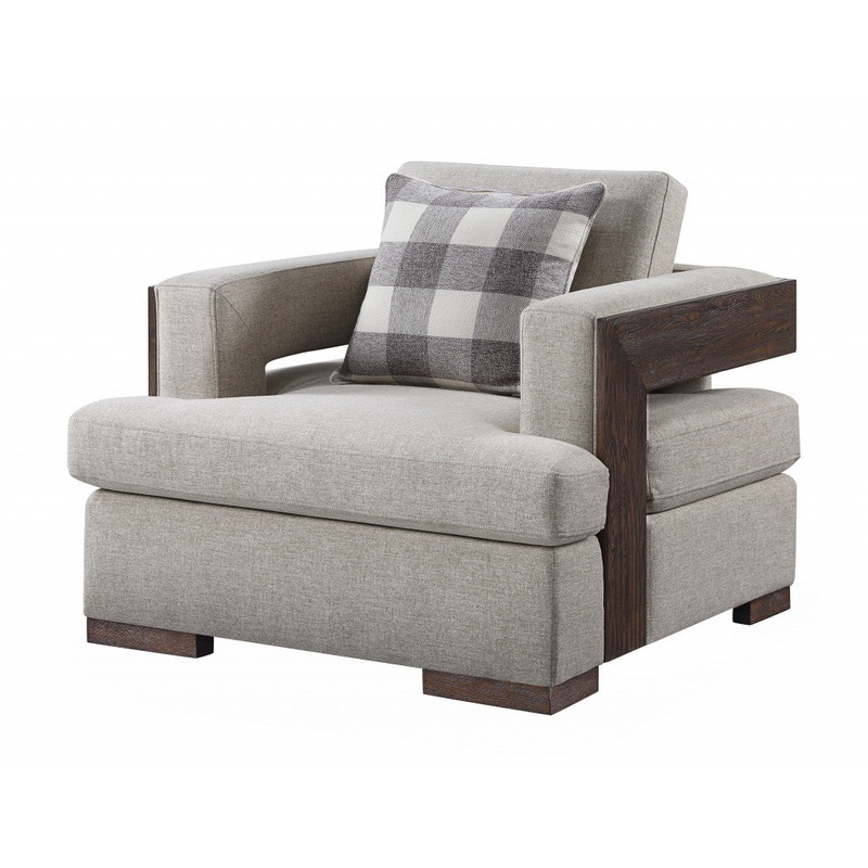 40" Light Gray Fabric And Walnut Arm Chair By Homeroots