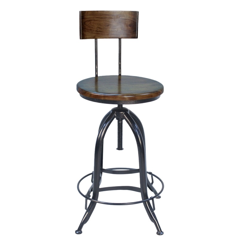 41" Chestnut And Black Swivel Low Back Adjustable Height Bar Chair With Footrest By Homeroots