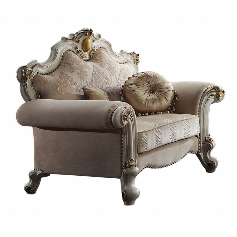 50" Pearl Fabric Damask Arm Chair By Homeroots
