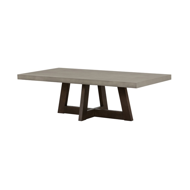55" Dark Grey And Brown Concrete Rectangular Coffee Table By Homeroots