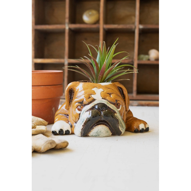 Ceramic Bulldog Planter (Min 2) By Kalalou