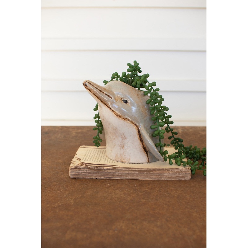Ceramic Dolphin Planter (Min 2) By Kalalou