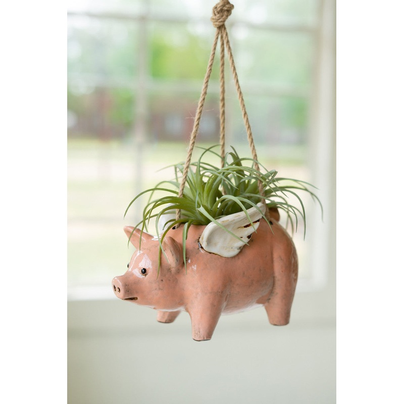 Ceramic Hanging Flying Pig Planter (Min 2) By Kalalou
