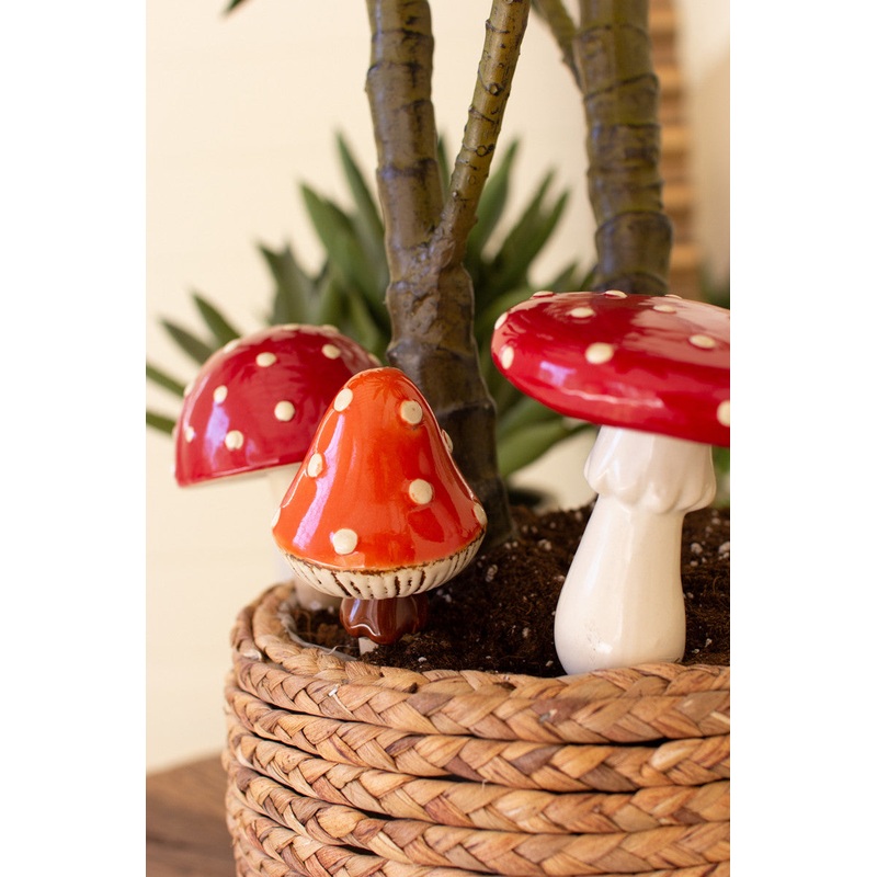 Ceramic Mushroom Plant Sticks Set Of 3 By Kalalou