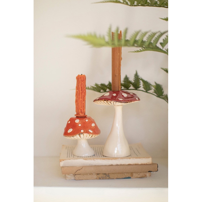 Ceramic Mushroom Taper Holders (Min 2) Set Of 2 By Kalalou