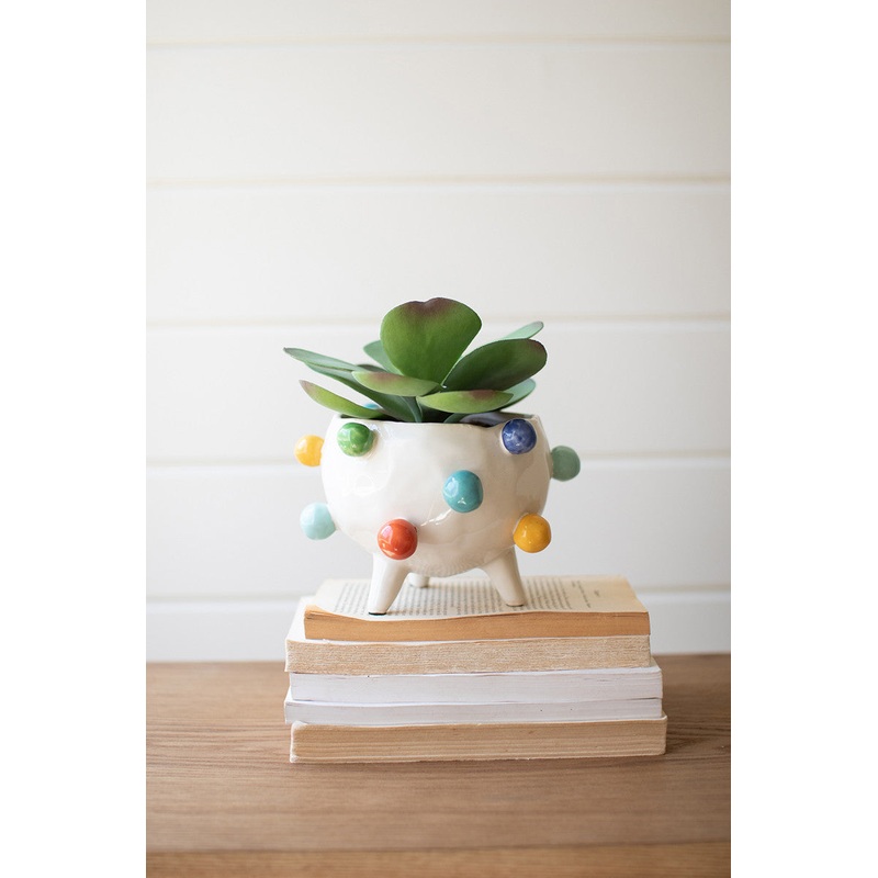 Ceramic Planter With Colorful Bubbles (Min 2) By Kalalou