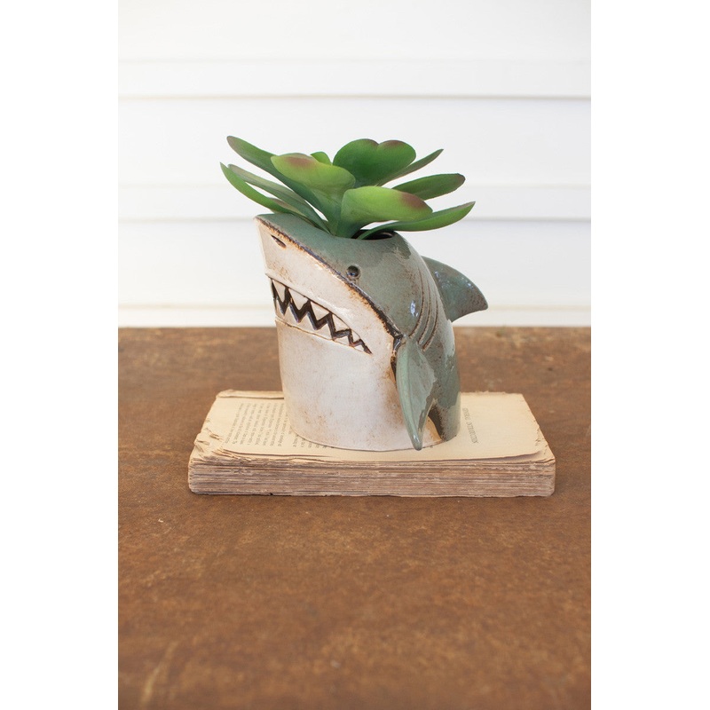 Ceramic Shark Planter (Min 2) By Kalalou