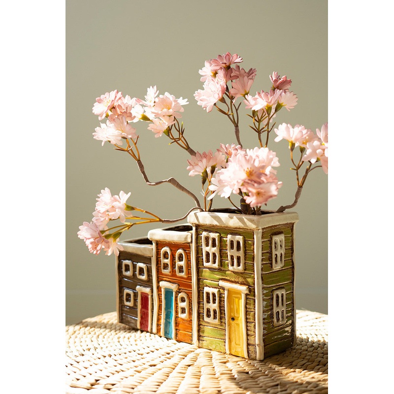 Ceramic Village Planter By Kalalou