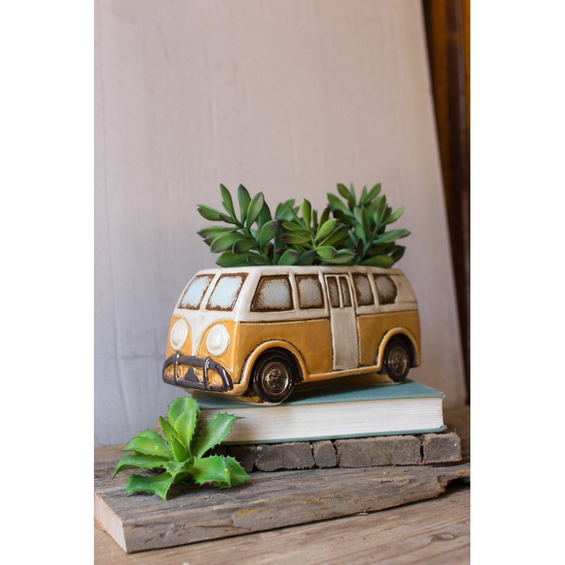 Ceramic Yellow Van Planter (Min 2) By Kalalou