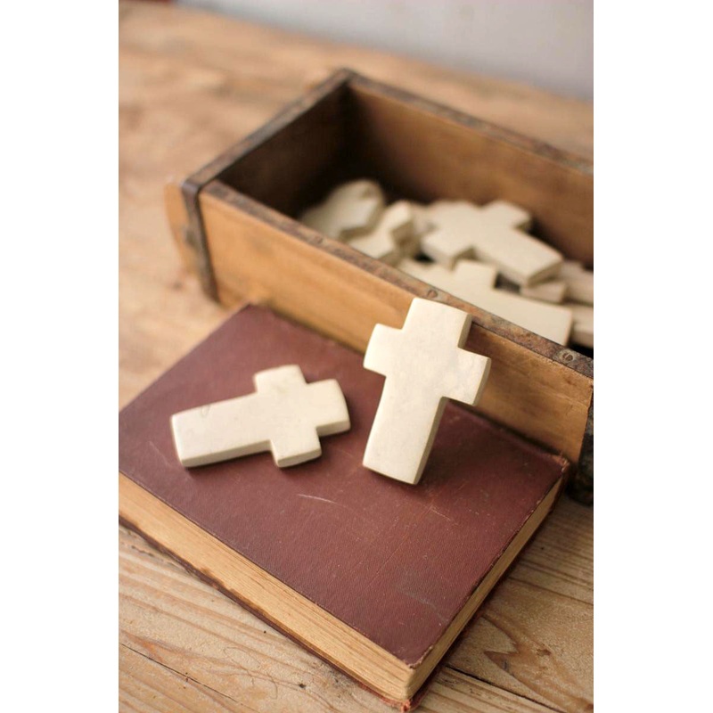 Hand Carved Stone Crosses - White (Min 2) By Kalalou