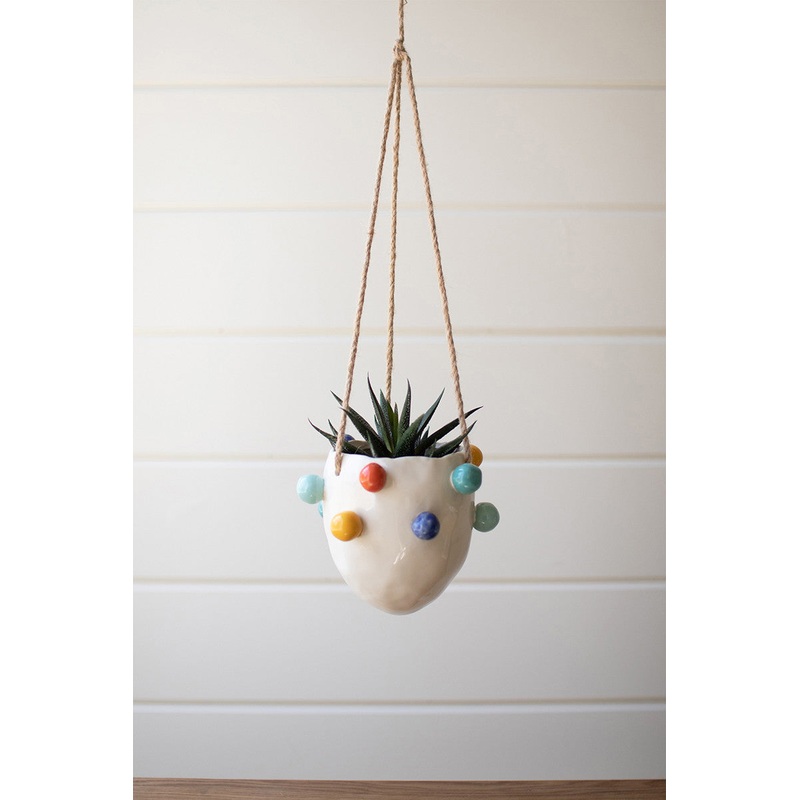 Hanging Ceramic Planter With Colorful Bubbles (Min 2) By Kalalou