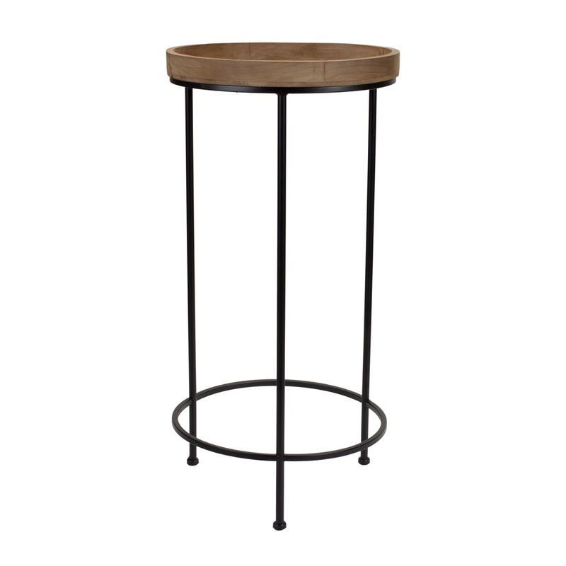 Set Of Three 14" Black And Brown Solid Wood Round End Tables By Homeroots