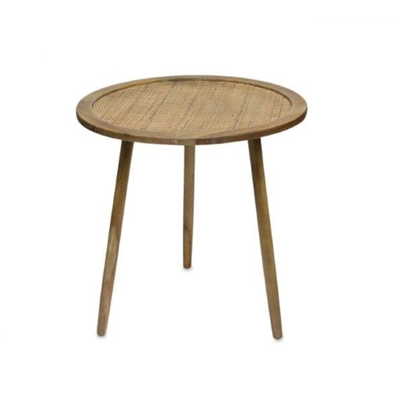 Set Of Three 23" Brown Rattan Round End Tables By Homeroots