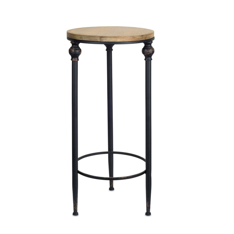 Set Of Two 12" Black And Brown Solid Wood Round End Tables By Homeroots
