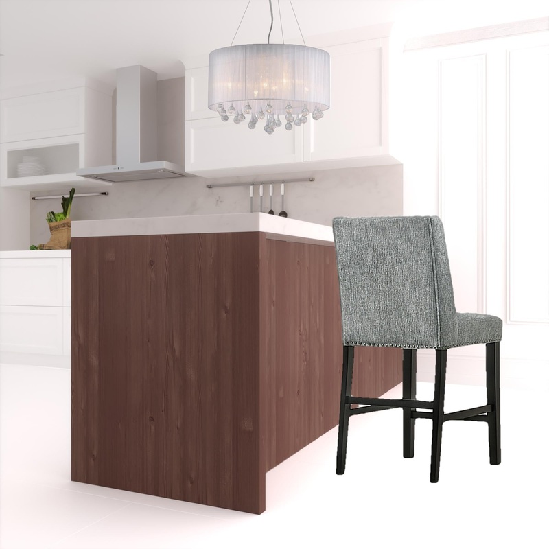Set Of Two 42" Charcoal And Espresso Solid Wood Bar Chairs With Footrest By Homeroots