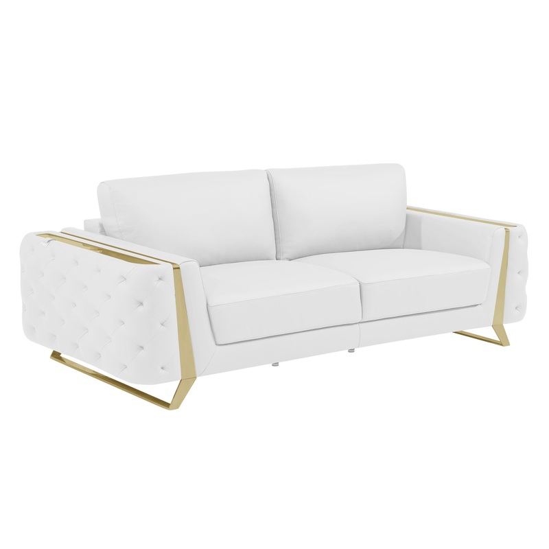 Three Piece White Genuine Leather Six Person Seating Set By Homeroots