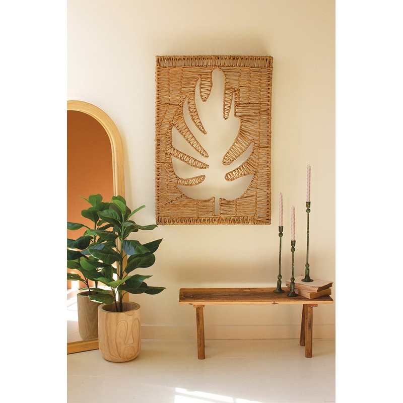 Woven Seagrass And Iron Leaf Wall Panel By Kalalou