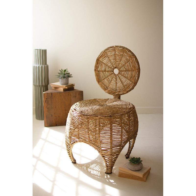 Woven Seagrass And Iron Statement Chair By Kalalou